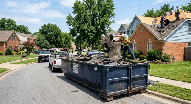 30 yard dumpster at Knoxville roofing project